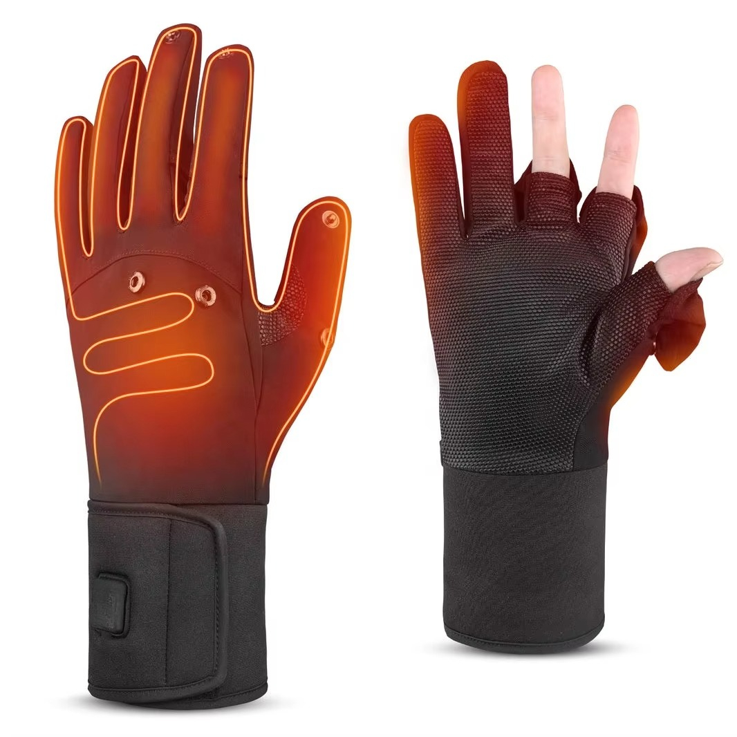Fishing Gloves - ถุงมือตกปลาน้ำแข็งและตกปลากลางแจ้ง แบบสวมนิ้ว ใช้ได้ทั้งชายและหญิง ฟิล์มกันน้ำ วัสดุคอมโพสิตหลายชั้น บุผ้ากำมะหยี่