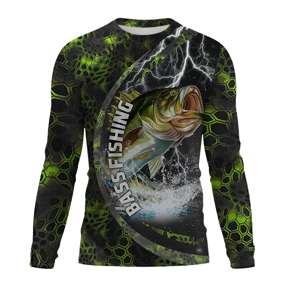 Fishing Shirt Uv Protection - เสื้อแขนยาวสำหรับตกปลาบัสผู้ชาย ป้องกันรังสียูวี แห้งเร็ว ลายพราง สำหรับกิจกรรมกลางแจ้ง ตกปลาด้วยเหยื่อล่อ