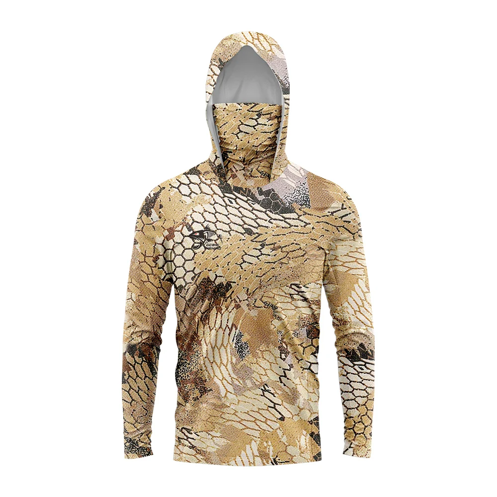 Fishing Shirt Uv Protection - เสื้อตกปลา 3D ลายพราง ลายงู สำหรับผู้ชาย แขนยาว