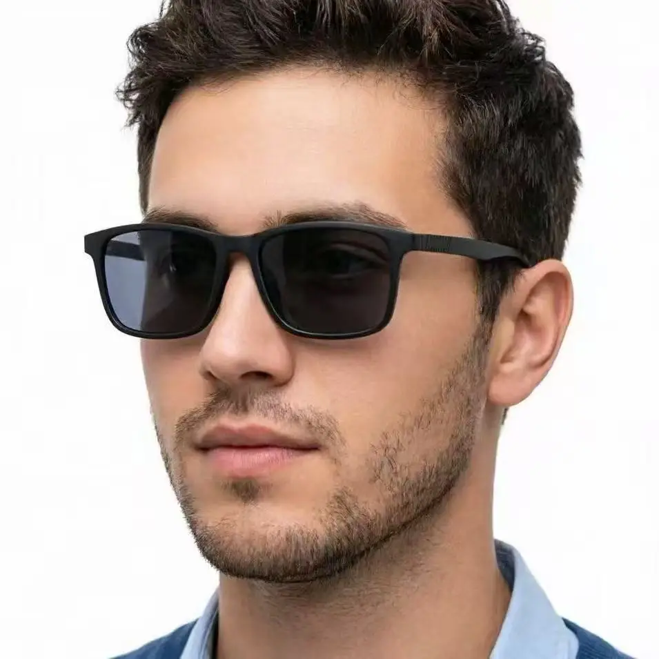 Fishing Sunglasses Polarized - แว่นกันแดดผู้ชายสไตล์คลาสสิก แฟชั่นวินเทจ ทรงสี่เหลี่ยม น้ำหนักเบาพิเศษ กรอบ TR90