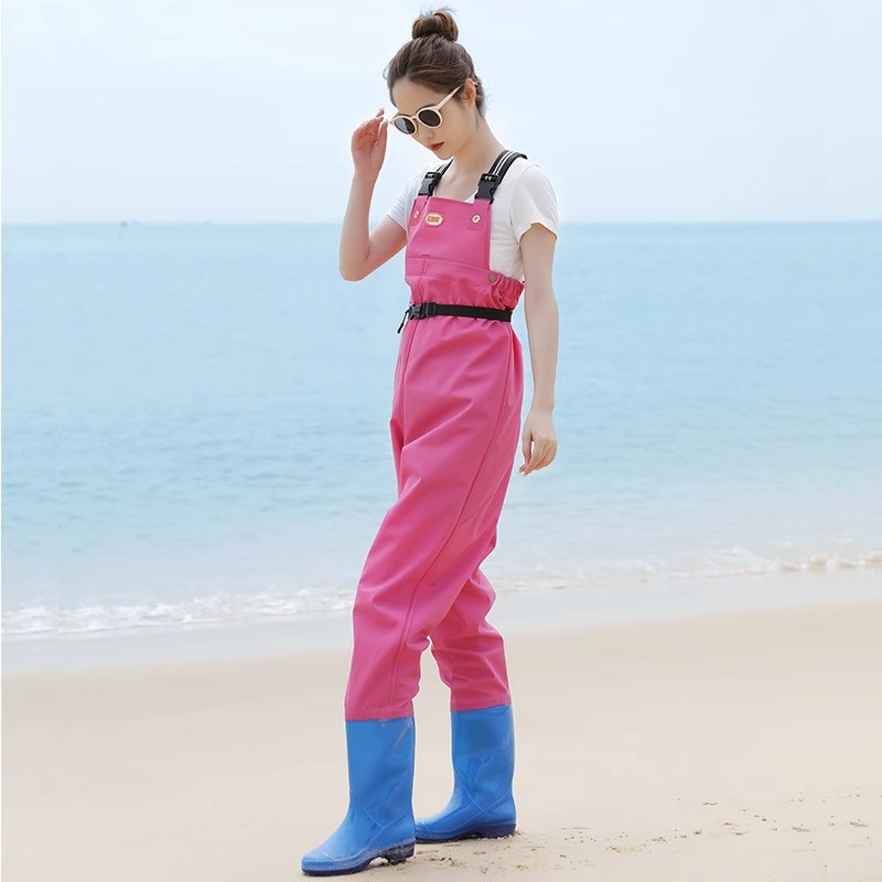 Fishing Rain Suit - ชุดกันฝนสำหรับผู้หญิงแบบครึ่งตัว รองเท้าบูทกันฝนสำหรับชายหาด ชุดตกปลาแบบกันน้ำ ชุดกันน้ำสำหรับเด็ก วัสดุ PVC