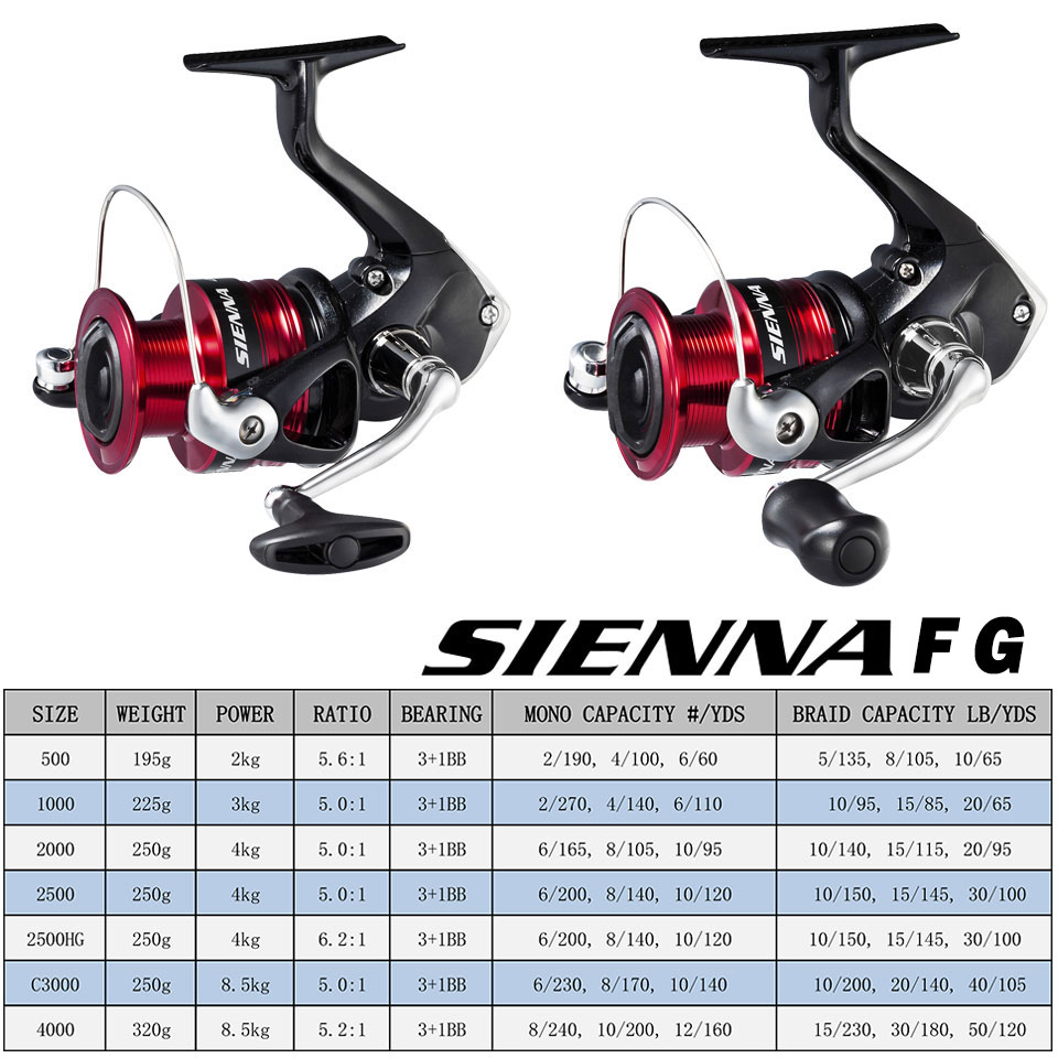 Shimano Sienna รอกตกปลาสปิน AR - Shimano Reel Sienna บทวิจารณ์และราคา