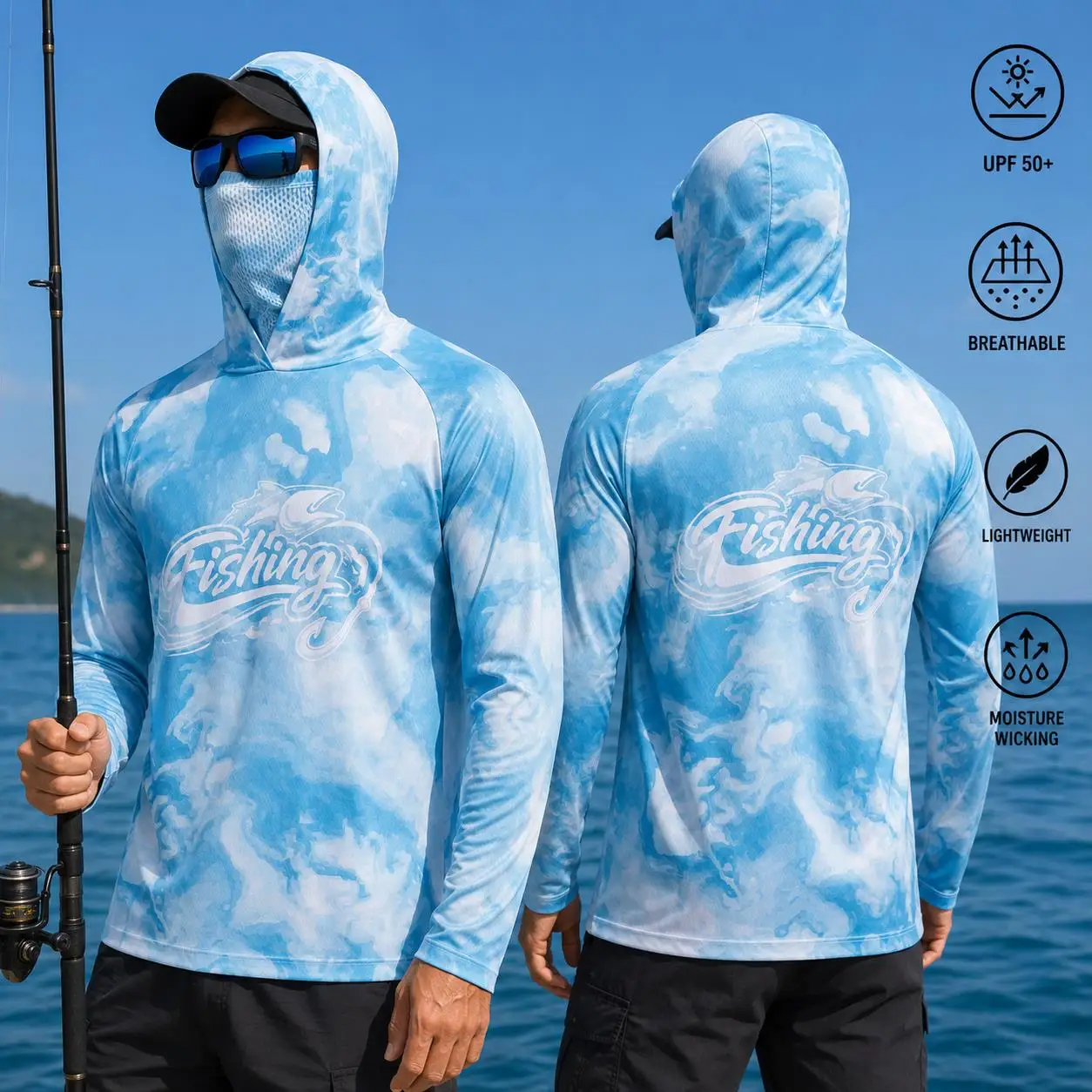 เสื้อฮู้ดตกปลาสำหรับผู้ชาย ป้อ - Fishing Shirt Uv Protection บทวิจารณ์และราคา