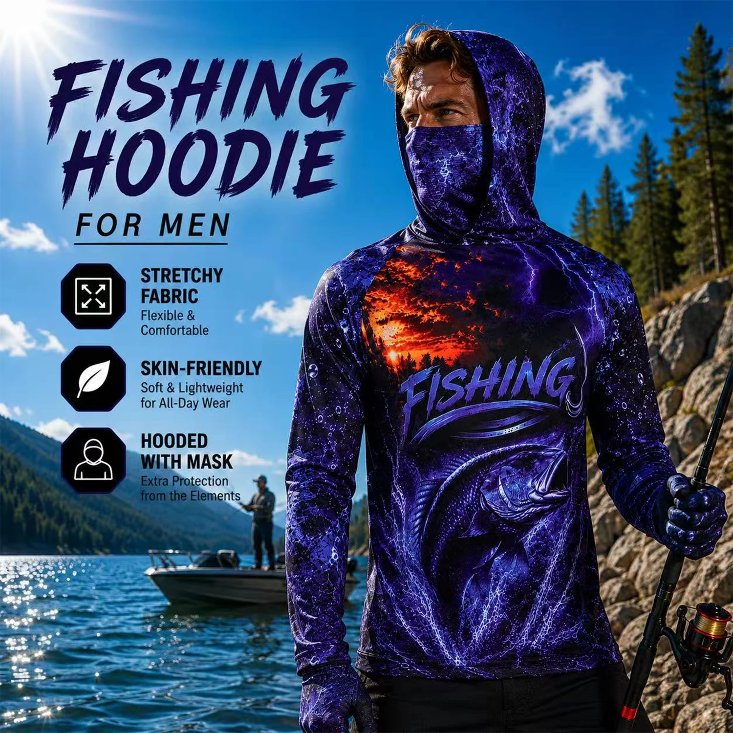 เสื้อตกปลาแขนยาวพิมพ์ลาย 3D ลา - Fishing Shirt Uv Protection บทวิจารณ์และราคา