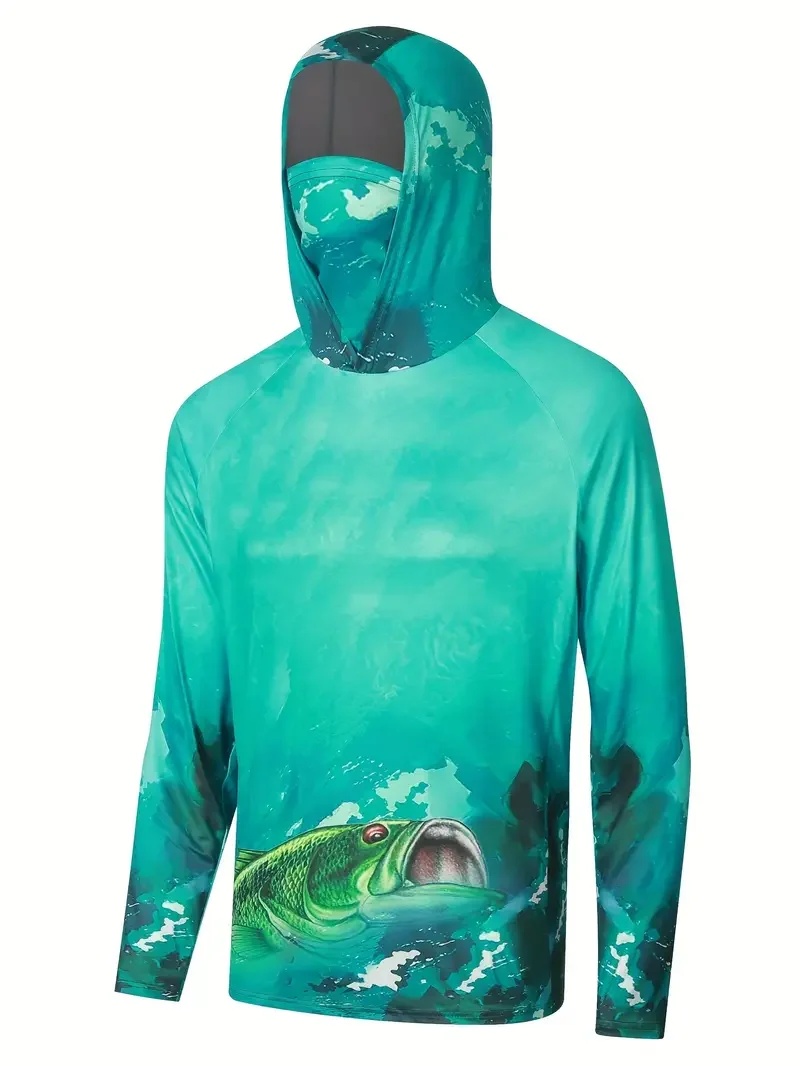 เสื้อตกปลาแบบมีฮู้ดสำหรับผู้ชา - Fishing Shirt Uv Protection บทวิจารณ์และราคา